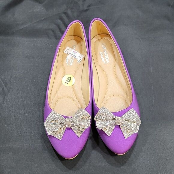 BRAND NEW TOP-MODA RHINESTONE BOWNOT ALMOND TOE FLATS - Picture 4 of 14